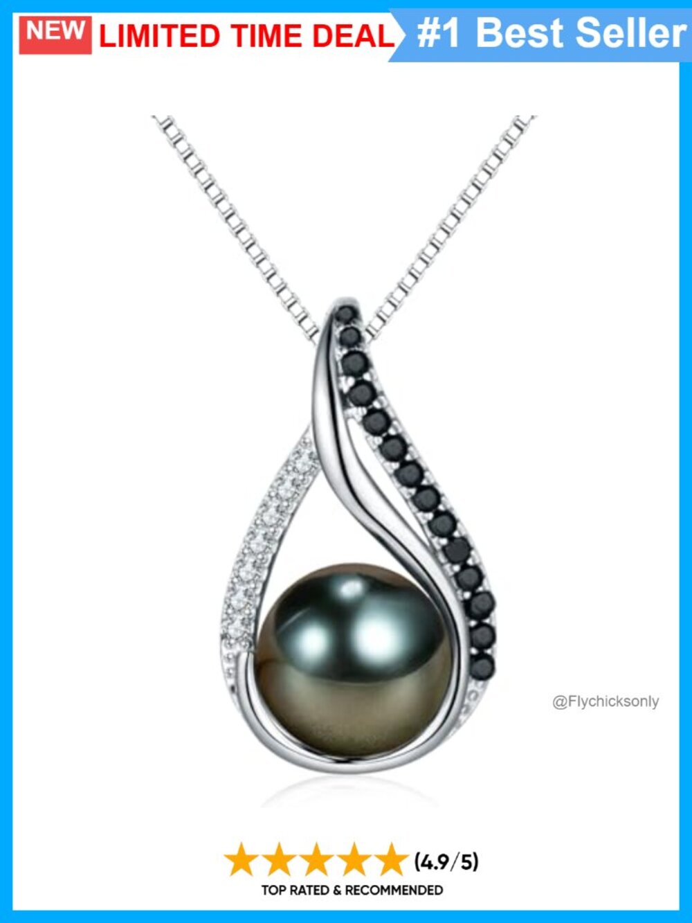Tahitian Pearl Pendant Necklace 18K Gold Plated 925 Sterling Silver Fine Jewelry